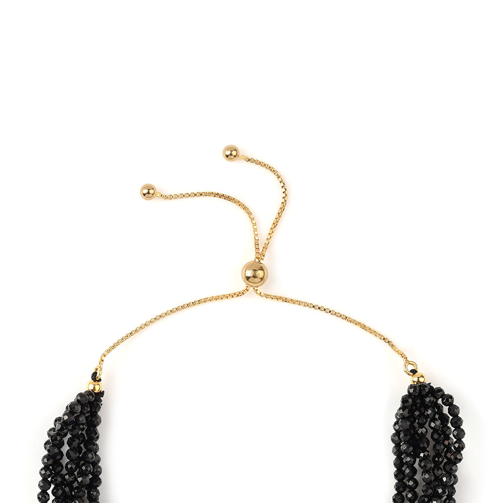 Pozlacený 925 / 1000 Sterlingové Stříbro Náramek s Černým spinelem 2 