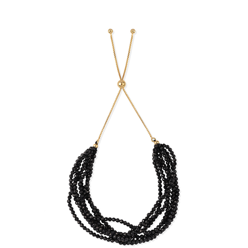 Pozlacený 925 / 1000 Sterlingové Stříbro Náramek s Černým spinelem 3 