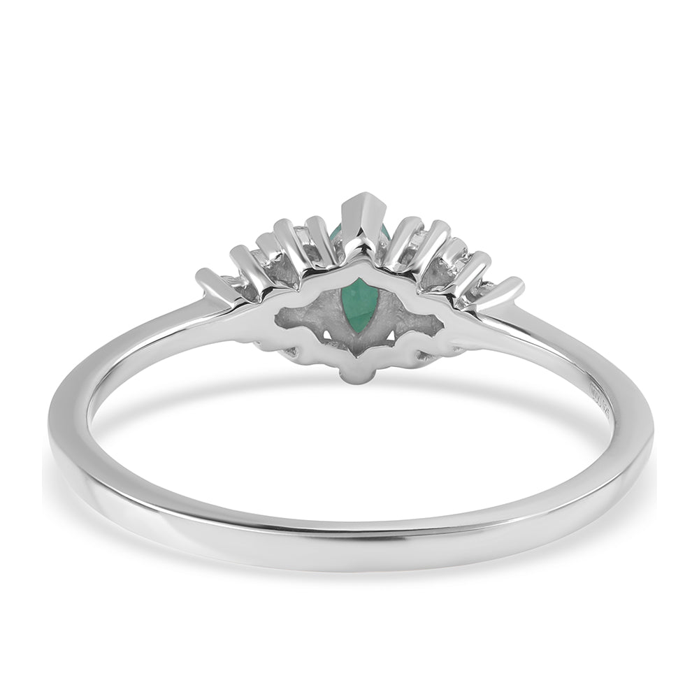 Stříbro 925/1000 - Prsten s Brazilským Smaragdem a Bílým Topazem - Karátové číslo: 0.65. přibližná hmotnost: 1.89 gramů 3 