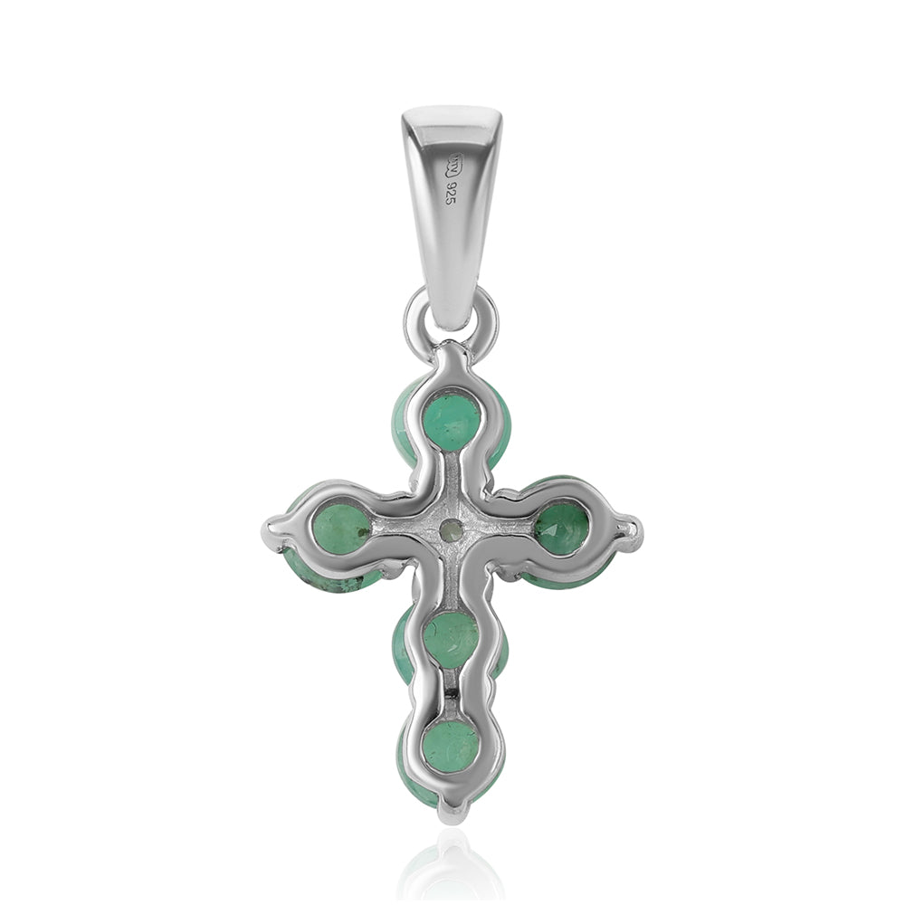 Stříbro 925/1000 - Přívěsek s Brazilským Smaragdem a Bílým Topazem - Karátové číslo: 0.61. přibližná hmotnost: 0.94 gramů 3 