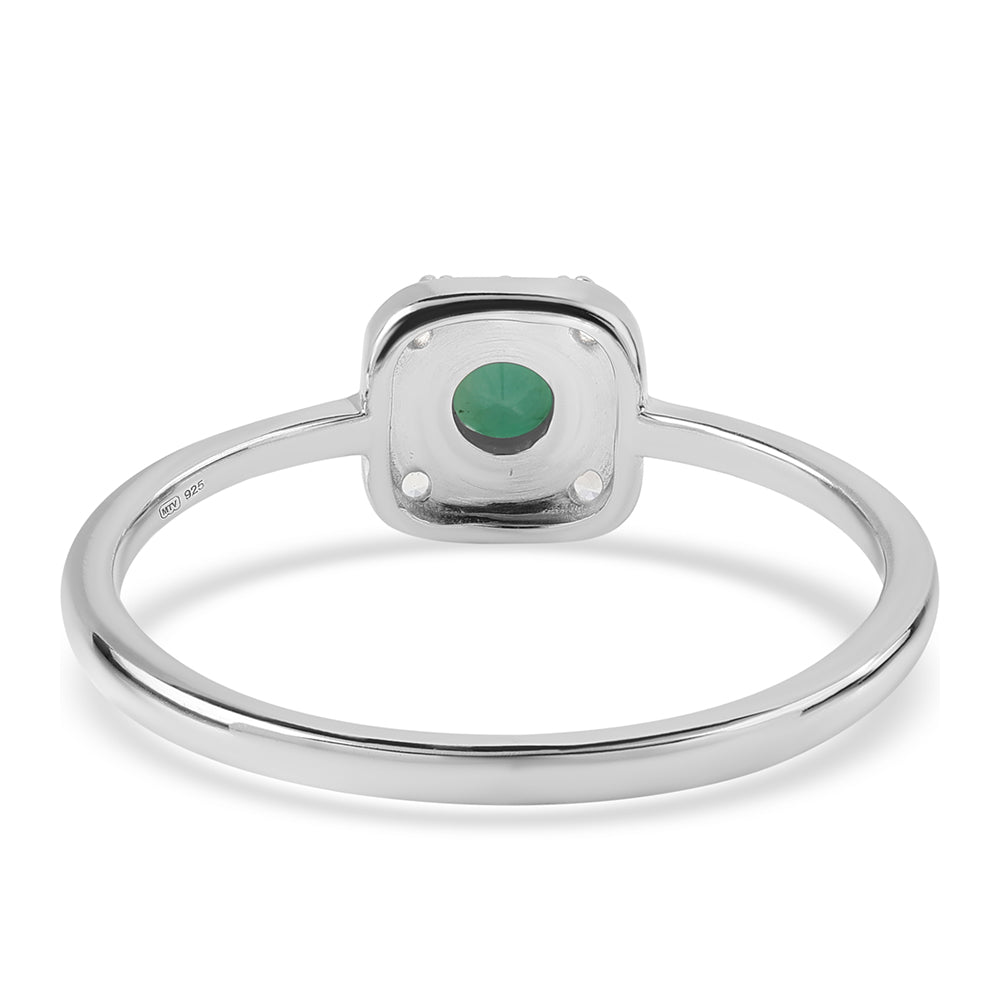 Stříbro 925/1000 - Sada s Brazilským Smaragdem a Bílým Topazem - Karátové číslo: 1.18. přibližná hmotnost: 4.37 gramů ( Náušnice+Prsten+Přívěsek ) 4 