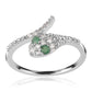 Stříbro 925/1000 - Prsten s Brazilským Smaragdem a Bílým Topazem - Karátové číslo: 0.34. přibližná hmotnost: 2.28 gramů