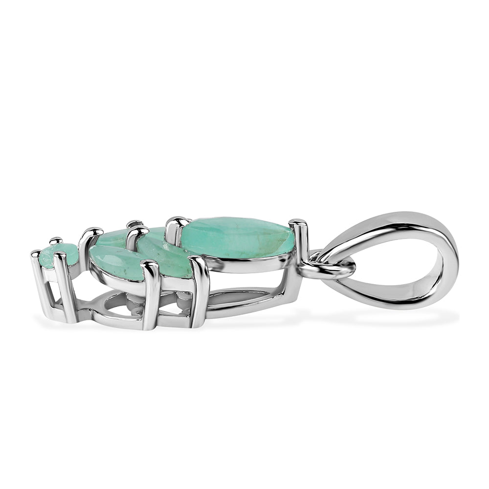 Stříbro 925/1000 - Přívěsek s Brazilským Smaragdem - Karátové číslo: 0.76. přibližná hmotnost: 0.99 gramů 2 