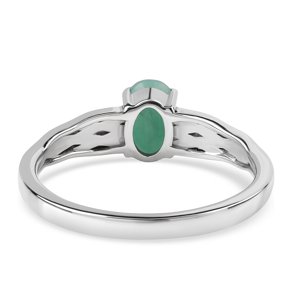Stříbro 925/1000 - Prsten s Brazilským Smaragdem - Karátové číslo: 0.75. přibližná hmotnost: 2.71 gramů 3 