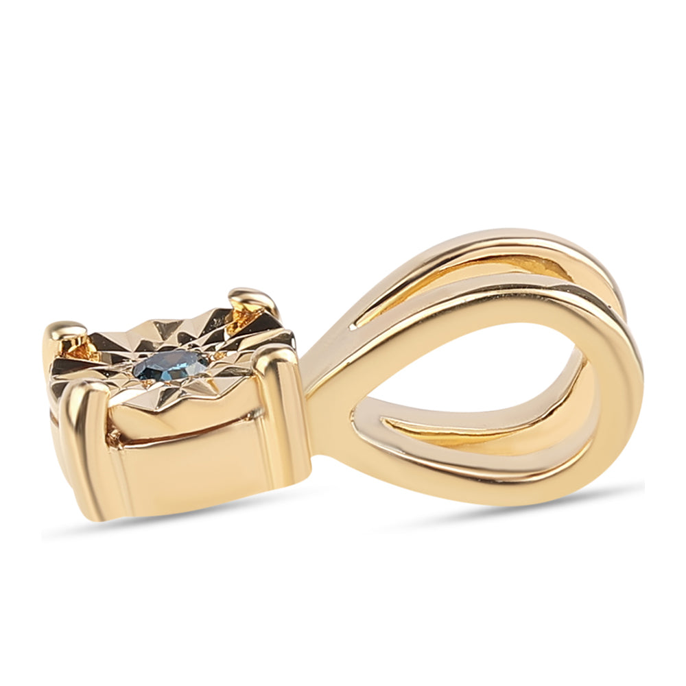 Pozlacené Stříbro 925/1000 - Přívěsek s Modrým Diamantem - Karátové číslo: 0.02. přibližná hmotnost: 0.64 gramů 2 