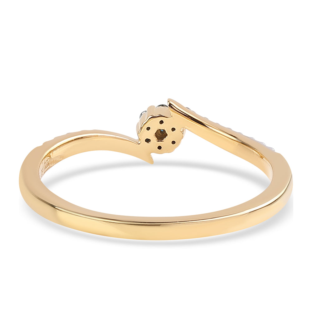 Pozlacený 925 / 1000 Sterlingové Stříbro Prsten s Modrým Diamantem a Bílým Diamantem