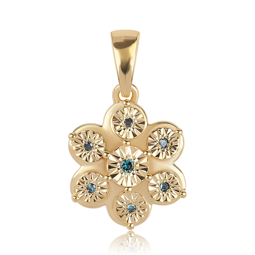 Pozlacené Stříbro 925/1000 - Přívěsek s Modrým Diamantem - Karátové číslo: 0.05. přibližná hmotnost: 2.19 gramů 1 