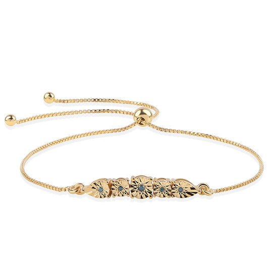 Pozlacené Stříbro 925/1000 - Náramek s Modrým Diamantem - Karátové číslo: 0.04. přibližná hmotnost: 3.07 gramů