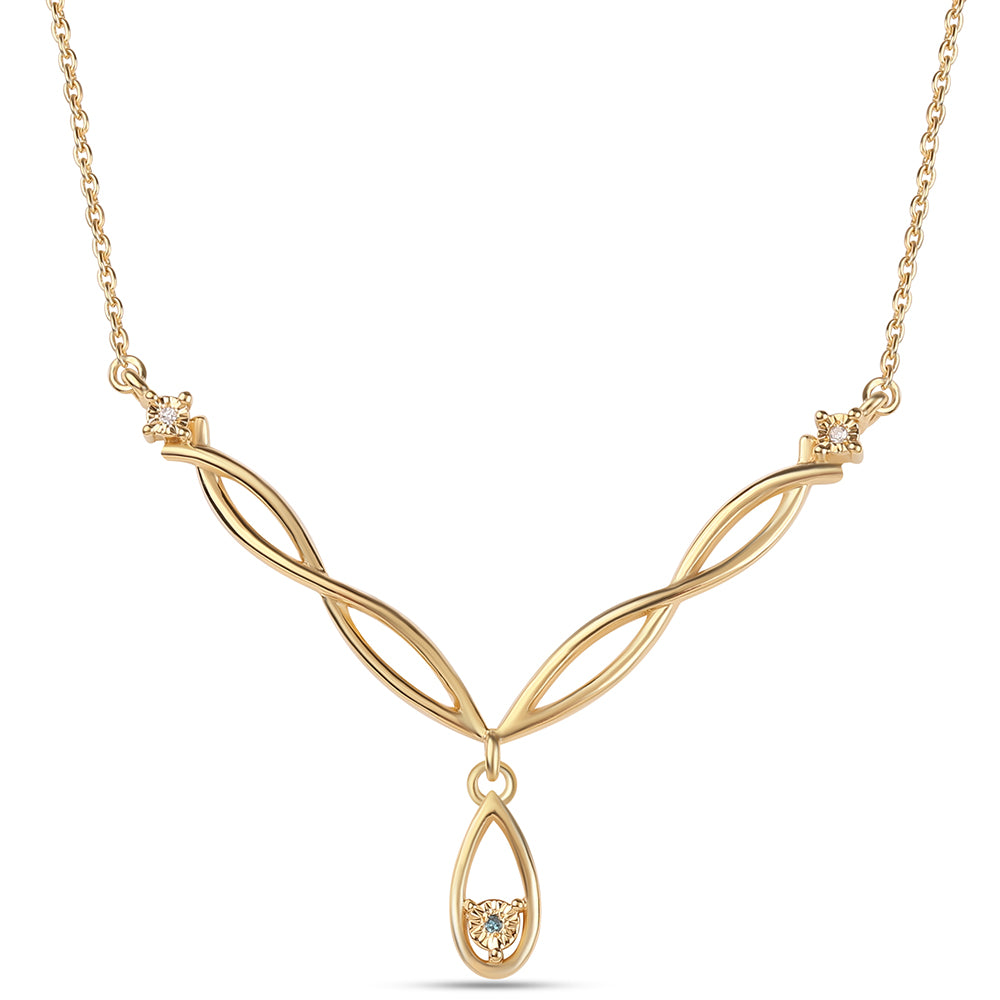 Pozlacené Stříbro 925/1000 - Náhrdelník s Modrým Diamantem a Bílým Diamantem - Karátové číslo: 0.02. přibližná hmotnost: 4.21 gramů 1 