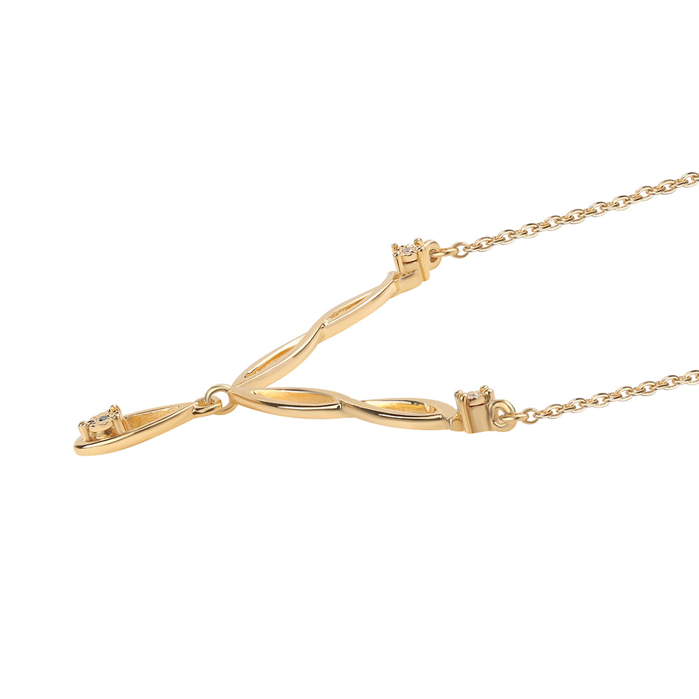 Pozlacené Stříbro 925/1000 - Náhrdelník s Modrým Diamantem a Bílým Diamantem - Karátové číslo: 0.02. přibližná hmotnost: 4.21 gramů 2 