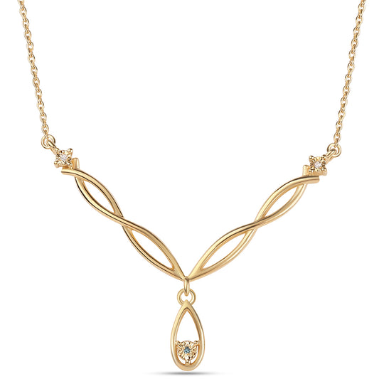 Pozlacené Sterlingové Stříbro 925 / 1000 - Náhrdelník s Modrým Diamantem a Bílým Diamantem