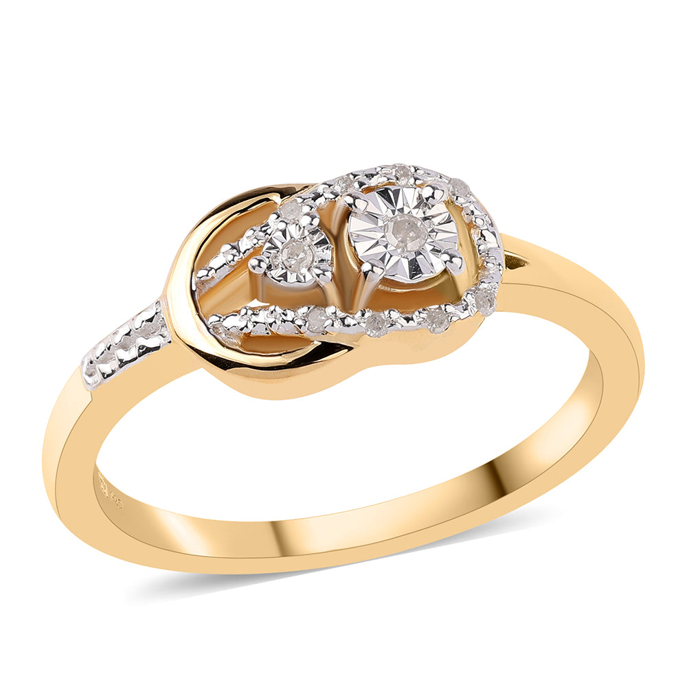 Pozlacený 925 / 1000 Sterlingové Stříbro Prsten s Bílým Diamantem