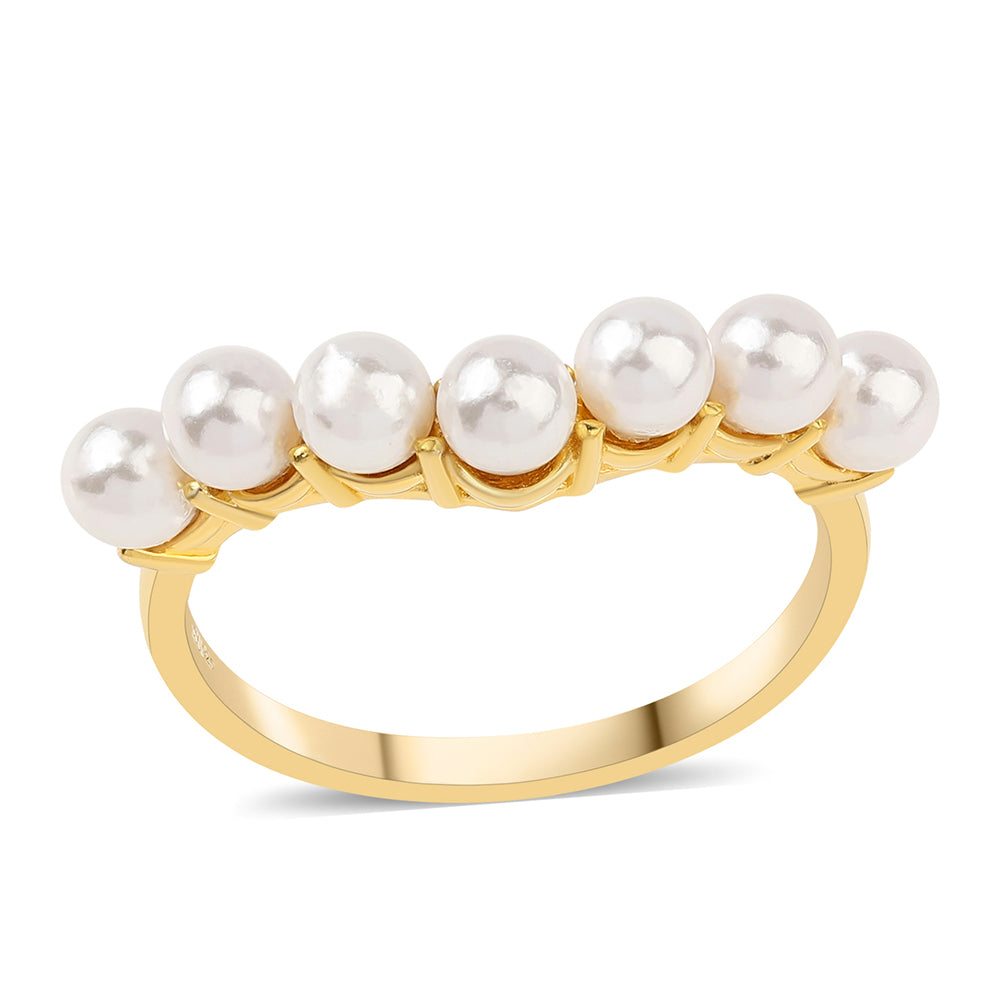 Pozlacený 925 / 1000 Sterlingové Stříbro Prsten s Bílou Sladkovodní Perlou