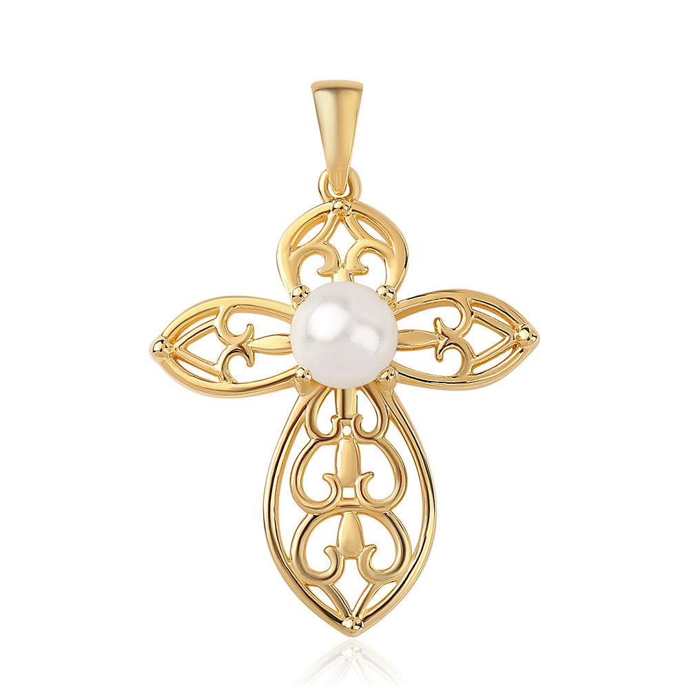 Pozlacené Stříbro 925/1000 - Přívěsek s Bílou Sladkovodní Perlou - Karátové číslo: 1.95. přibližná hmotnost: 3.55 gramů 1 