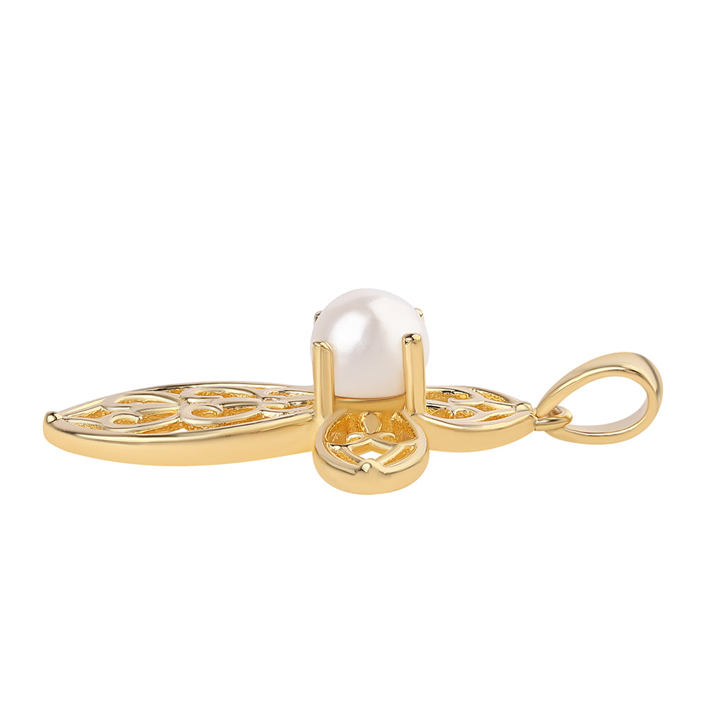 Pozlacené Stříbro 925/1000 - Přívěsek s Bílou Sladkovodní Perlou - Karátové číslo: 1.95. přibližná hmotnost: 3.55 gramů 2 