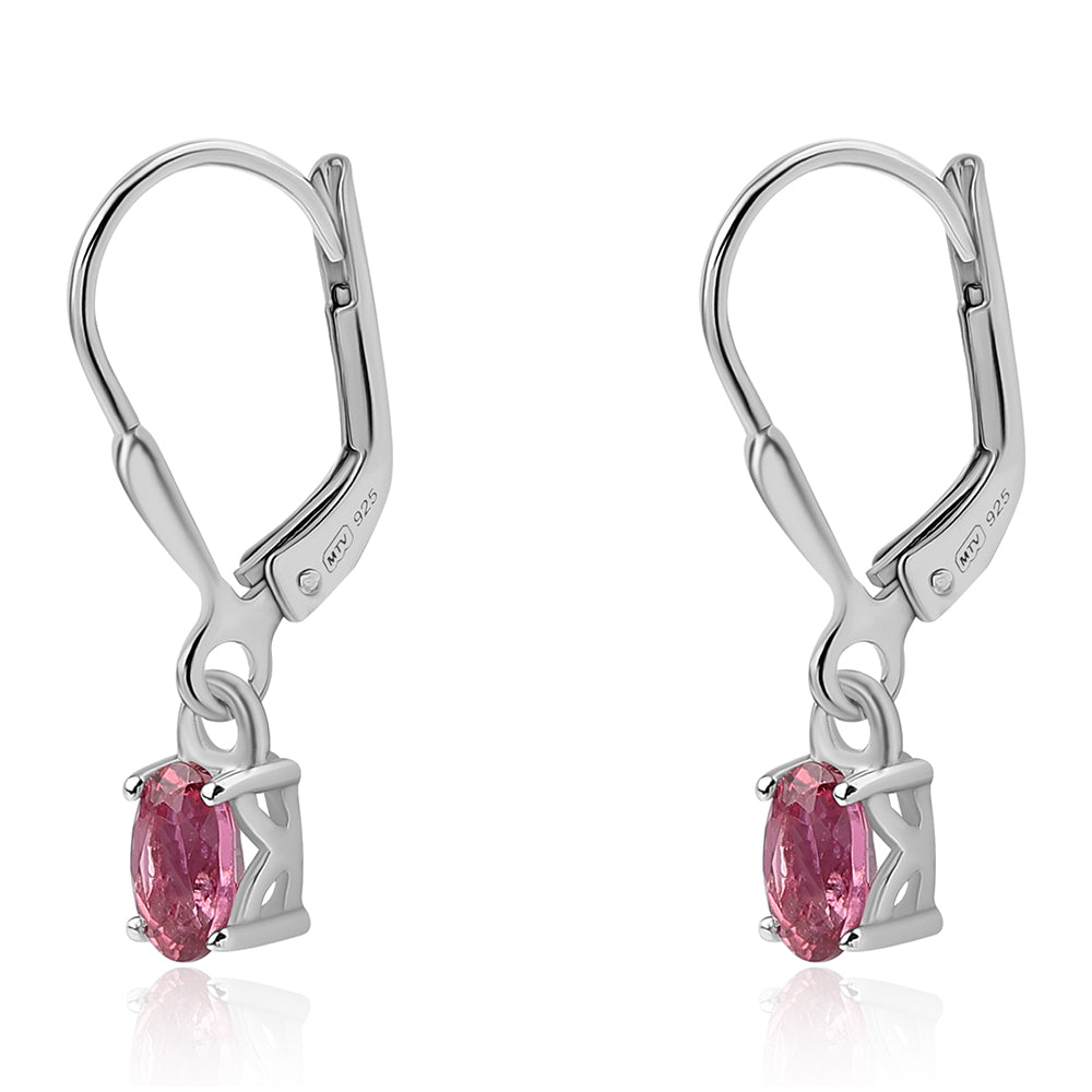 Stříbro 925/1000 - Náušnice s Cruizero Rubelitem - Karátové číslo: 0.5. přibližná hmotnost: 1.22 gramů