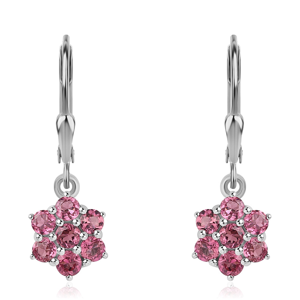 Stříbro 925/1000 - Náušnice s Cruizero Rubelitem - Karátové číslo: 2.52. přibližná hmotnost: 2.61 gramů