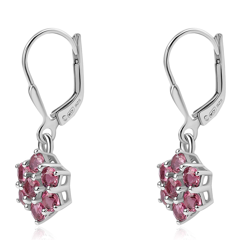 Stříbro 925/1000 - Náušnice s Cruizero Rubelitem - Karátové číslo: 2.52. přibližná hmotnost: 2.61 gramů