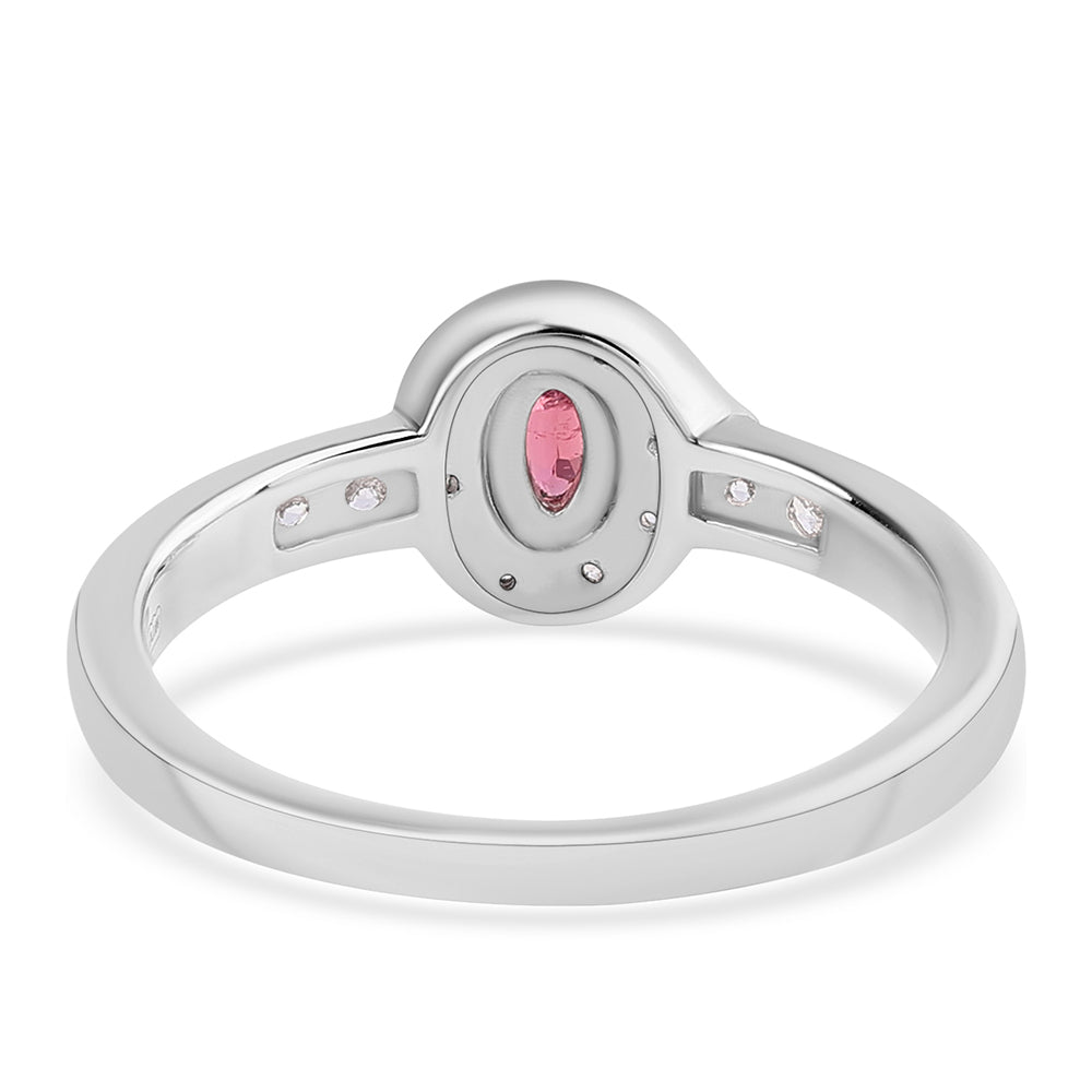 Stříbro 925/1000 - Prsten s Cruizero Rubelitem a Bílým Topazem - Karátové číslo: 0.85. přibližná hmotnost: 3.17 gramů 3 