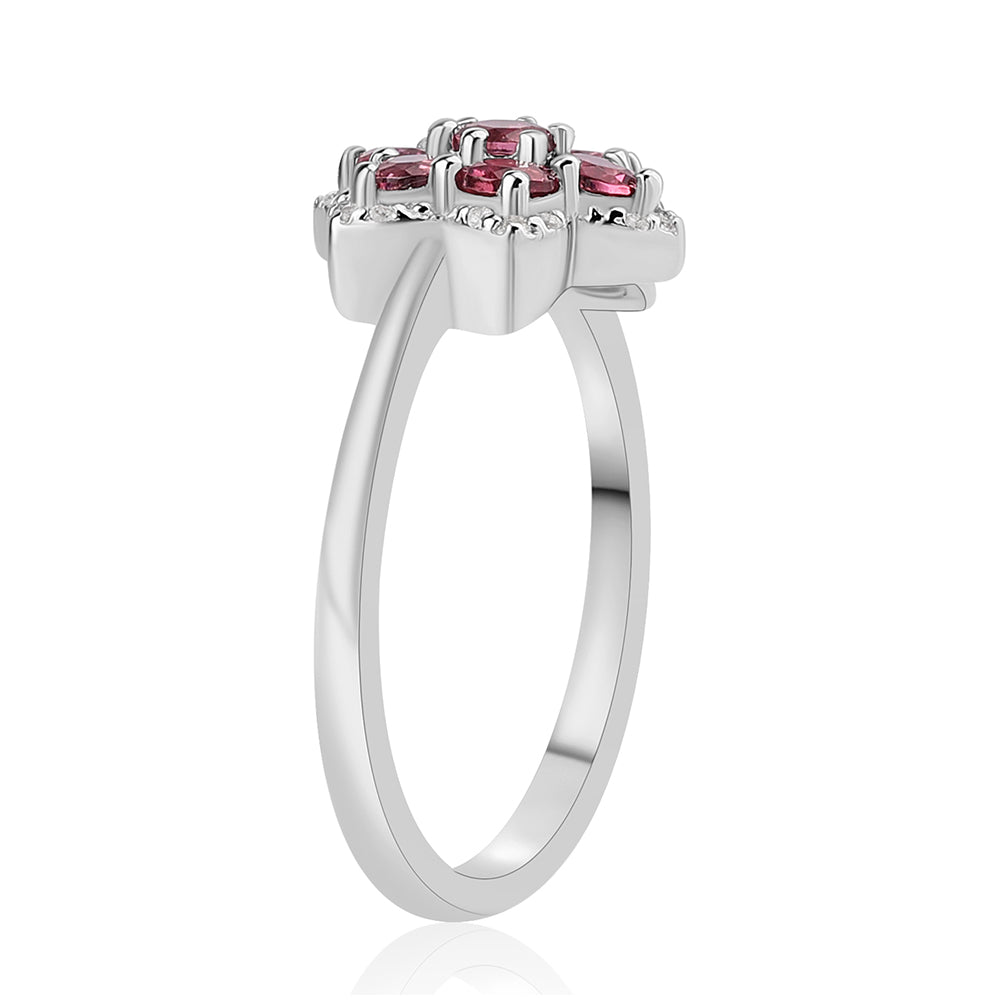 Stříbro 925/1000 - Prsten s Cruizero Rubelitem a Bílým Topazem - Karátové číslo: 1.34. přibližná hmotnost: 3.2 gramů 2 