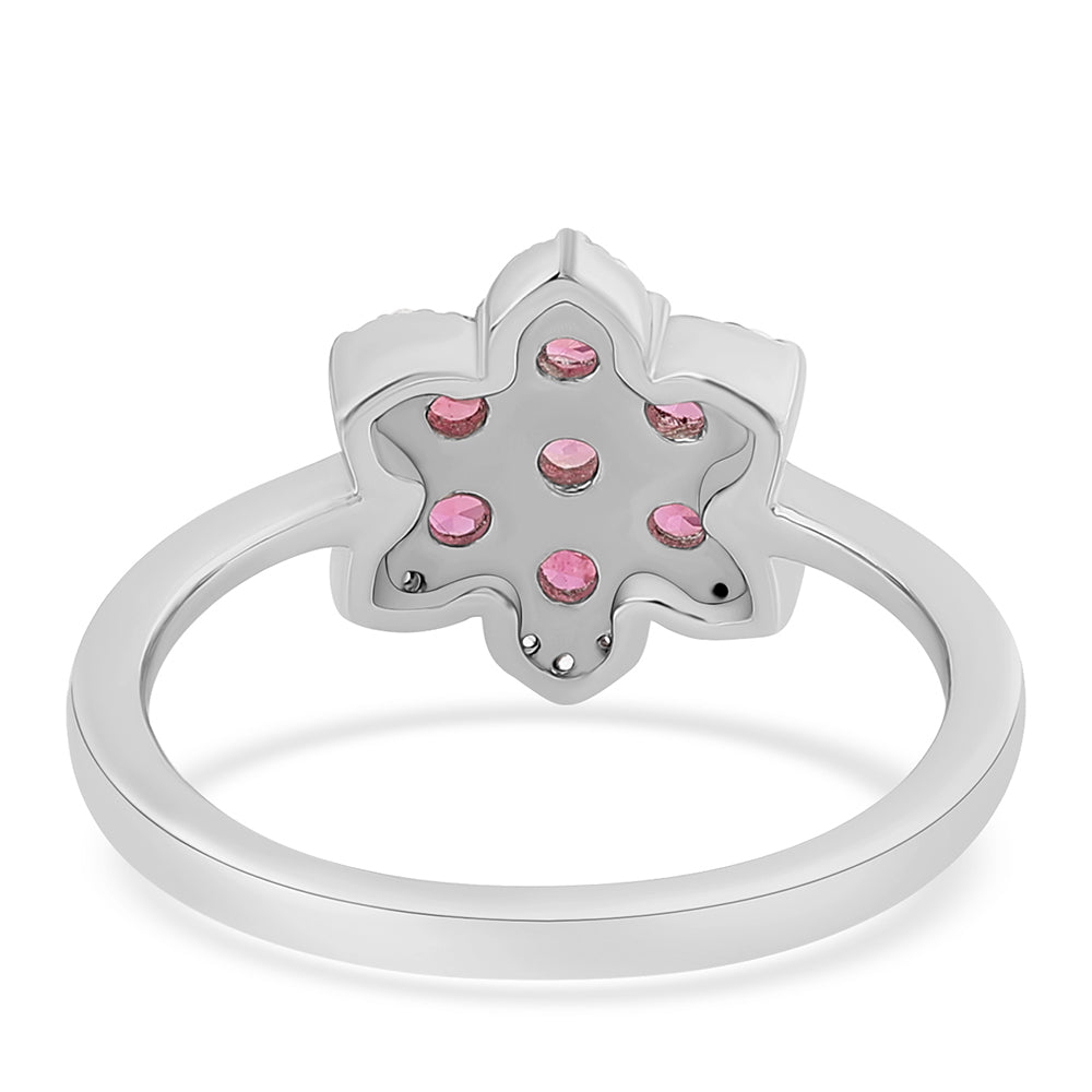 Stříbro 925/1000 - Prsten s Cruizero Rubelitem a Bílým Topazem - Karátové číslo: 1.34. přibližná hmotnost: 3.2 gramů 3 