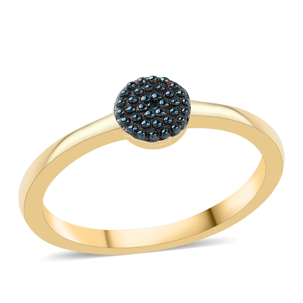 Pozlacené Stříbro 925/1000 - Prsten s Modrým Diamantem - Karátové číslo: 0.01. přibližná hmotnost: 2.19 gramů 1 