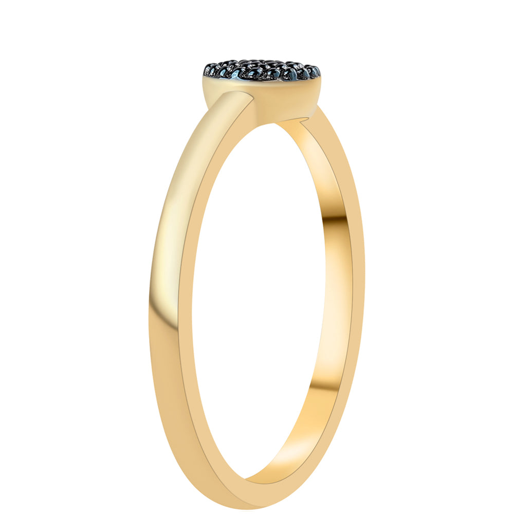 Pozlacené Stříbro 925/1000 - Prsten s Modrým Diamantem - Karátové číslo: 0.01. přibližná hmotnost: 2.19 gramů 2 