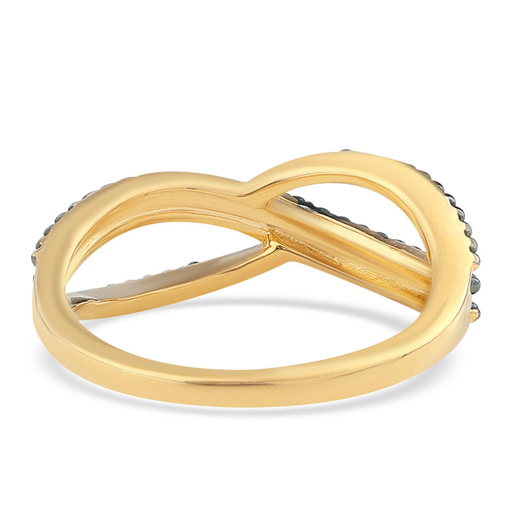 Pozlacené Stříbro 925/1000 - Prsten s Modrým Diamantem - Karátové číslo: 0.02. přibližná hmotnost: 2.29 gramů