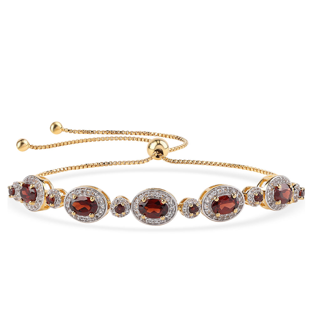 Pozlacený 925 / 1000 Sterlingové Stříbro Náramek s Bartonským Granátem