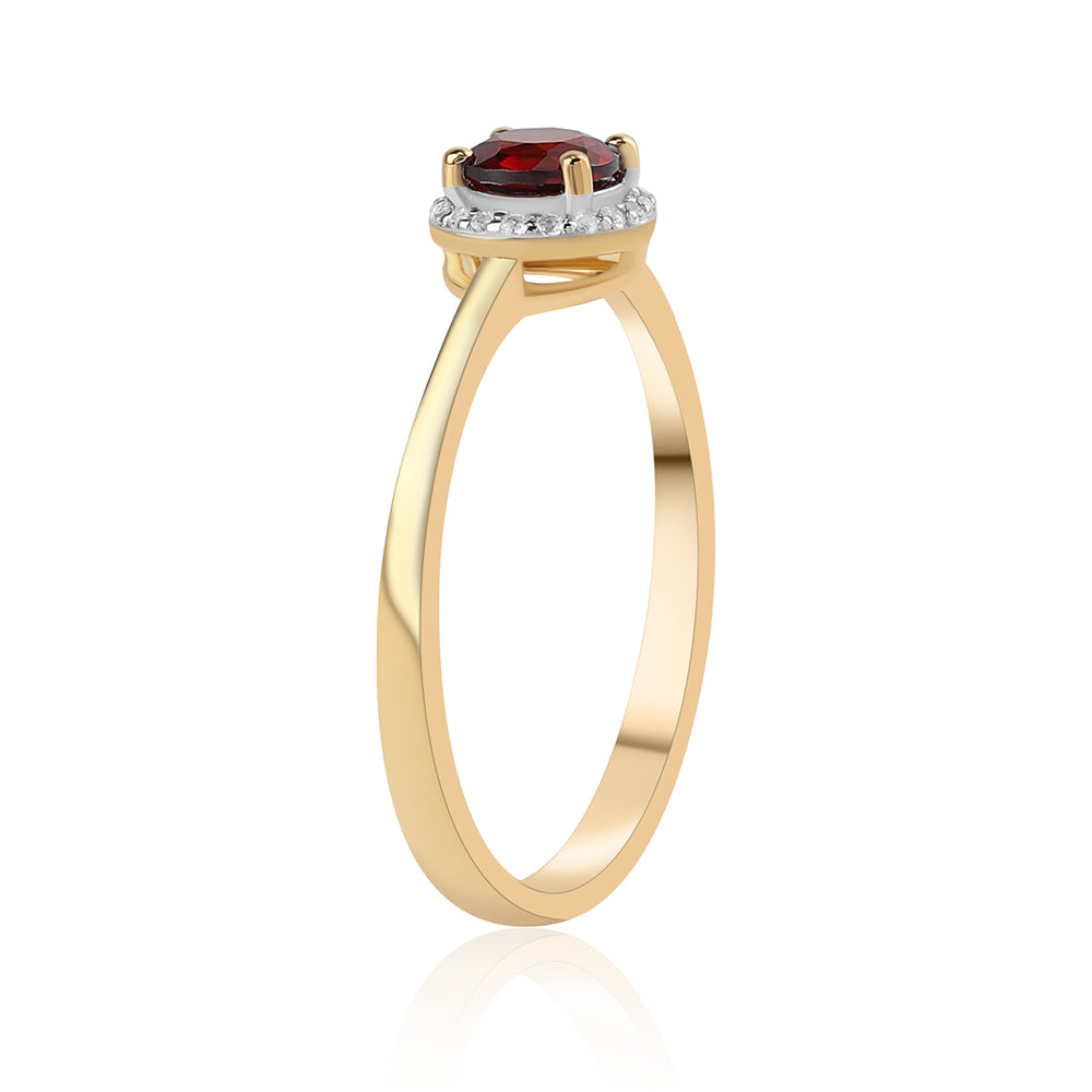 Pozlacené Stříbro 925/1000 - Prsten s Bartonským Granátem a Bílým Topazem - Karátové číslo: 0.84. přibližná hmotnost: 1.95 gramů 2 