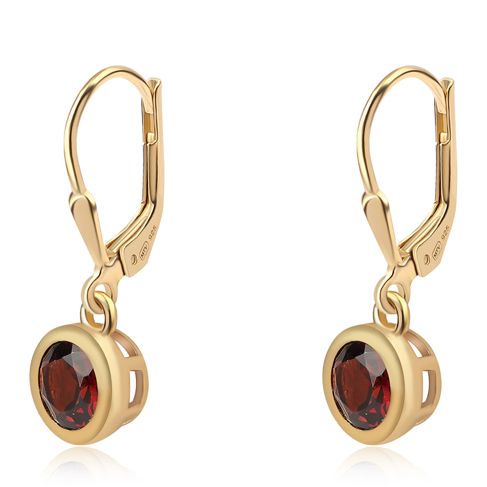 Pozlacené 925 / 1000 Sterlingové Stříbro Náušnice s Bartonským Granátem
