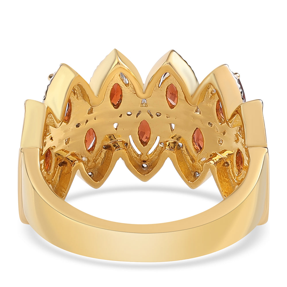 Pozlacené Sterlingové Stříbro 925 / 1000 - Prsten s Bartonským Granátem a Bílým Topazem 3 