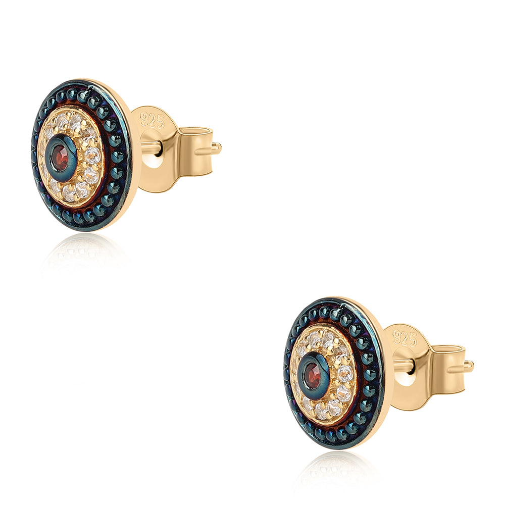 Pozlacené 925 / 1000 Sterlingové Stříbro Náušnice s Bartonským Granátem a Bílým Topazem 2 