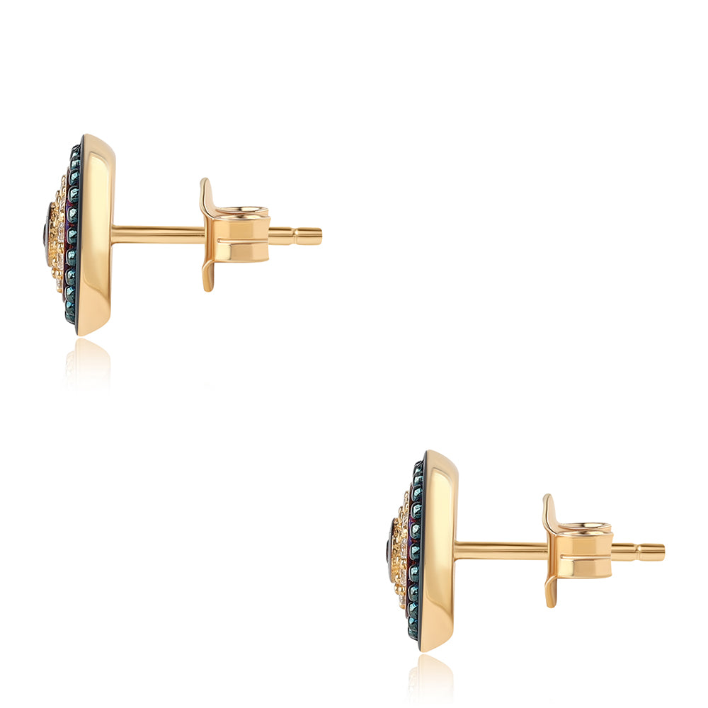 Pozlacené 925 / 1000 Sterlingové Stříbro Náušnice s Bartonským Granátem a Bílým Topazem 3 