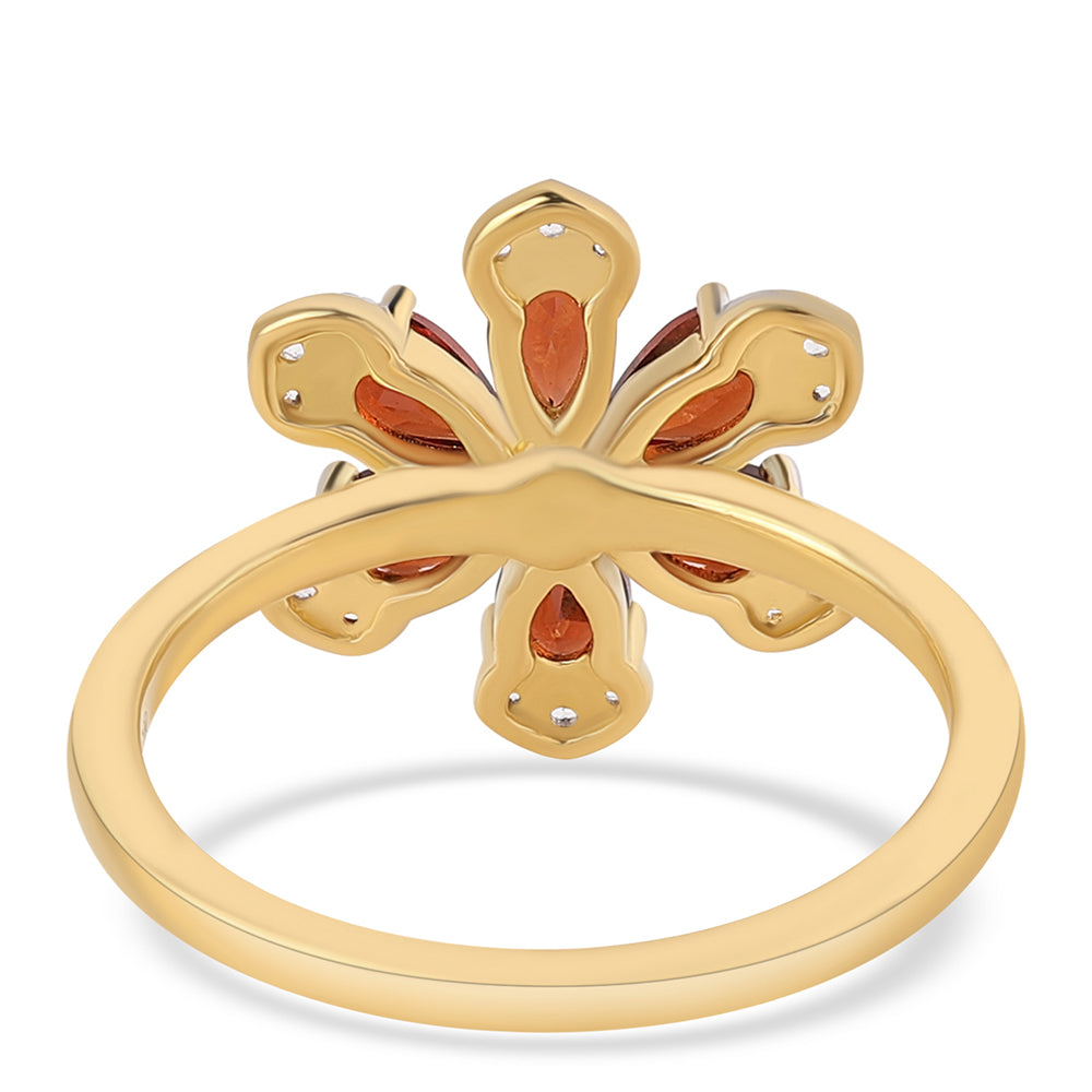 Pozlacený 925 / 1000 Sterlingové Stříbro Prsten s Bartonským Granátem a Bílým Topazem 3 