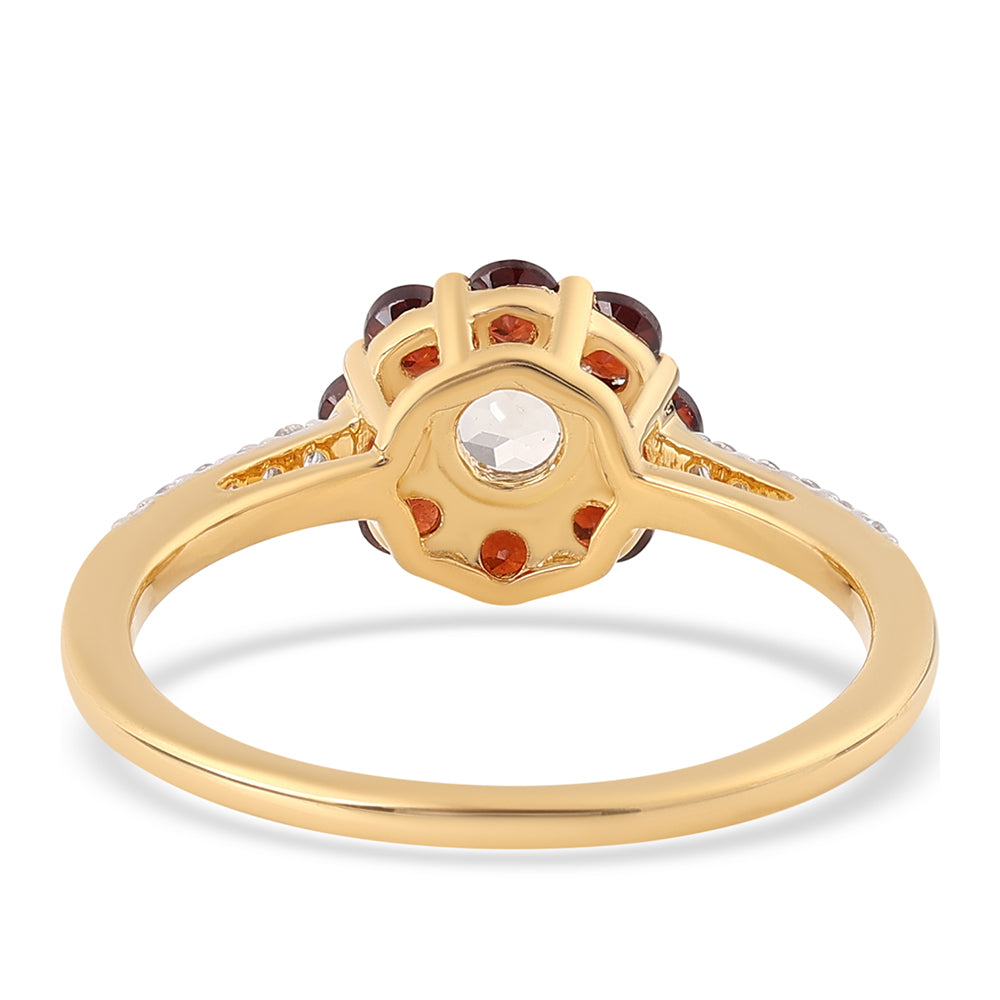 Pozlacený 925 / 1000 Sterlingové Stříbro Prsten s Bartonským Granátem a Bílým Topazem