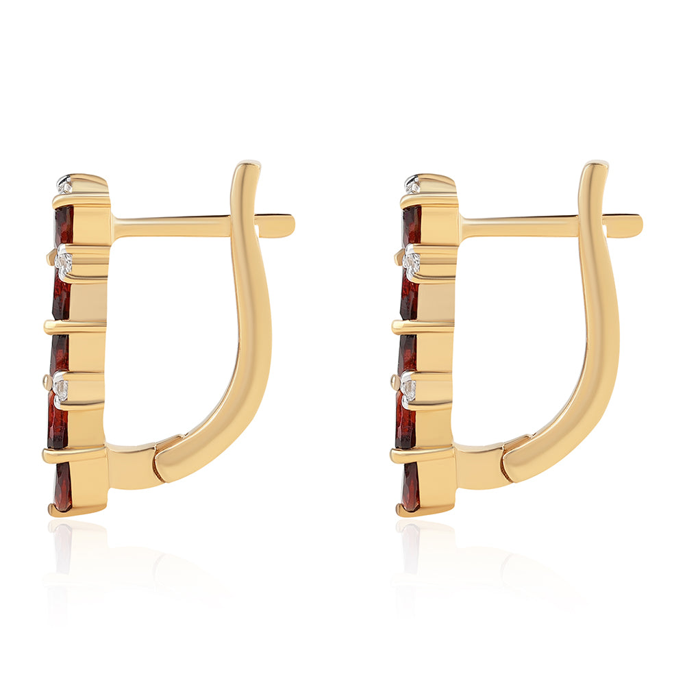 Pozlacené 925 / 1000 Sterlingové Stříbro Náušnice s Bartonským Granátem a Bílým Topazem 3 