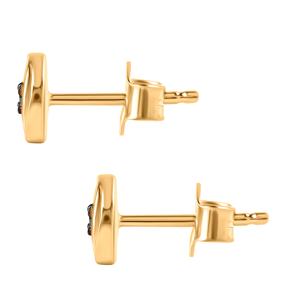 Pozlacené Stříbro 925/1000 - Náušnice s Modrým Diamantem - Karátové číslo: 0.03. přibližná hmotnost: 1.17 gramů 3 