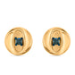 Pozlacené Stříbro 925/1000 - Náušnice s Modrým Diamantem - Karátové číslo: 0.03. přibližná hmotnost: 1.17 gramů