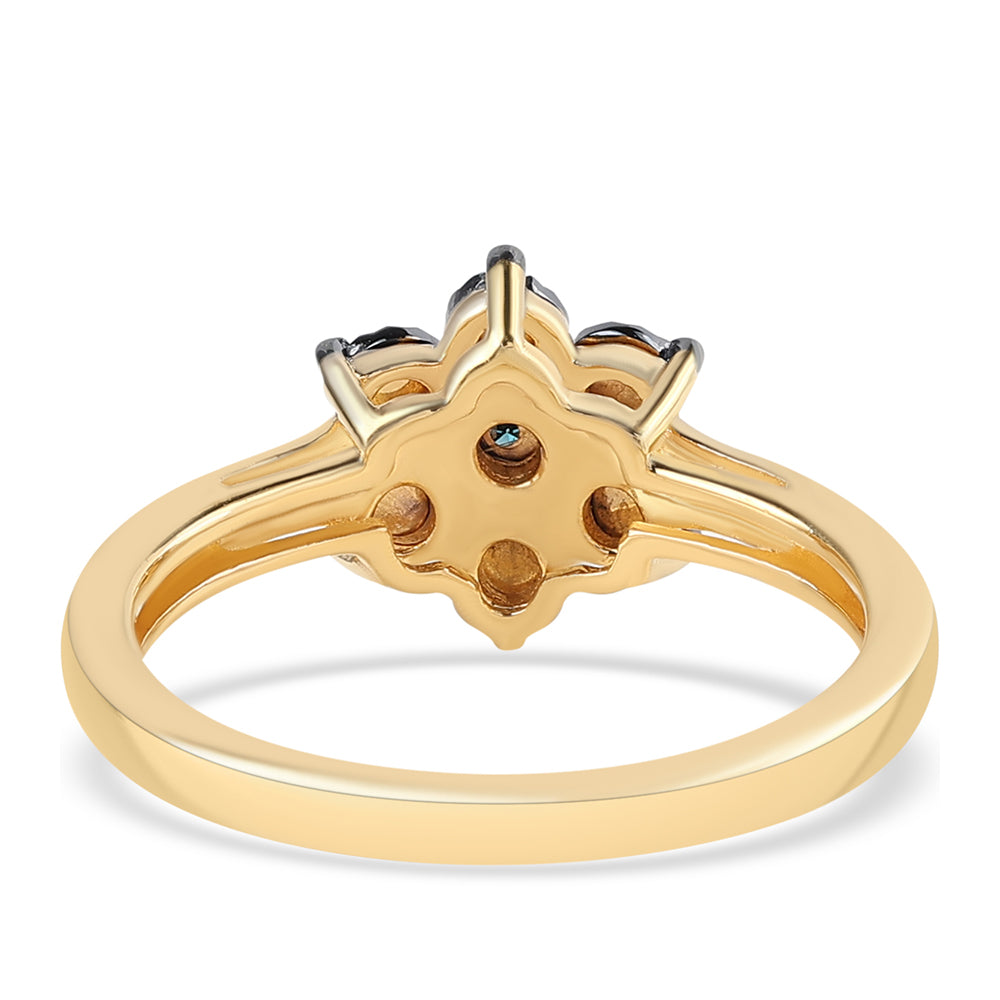 Pozlacený 925 / 1000 Sterlingové Stříbro Prsten s Modrým Diamantem 2 