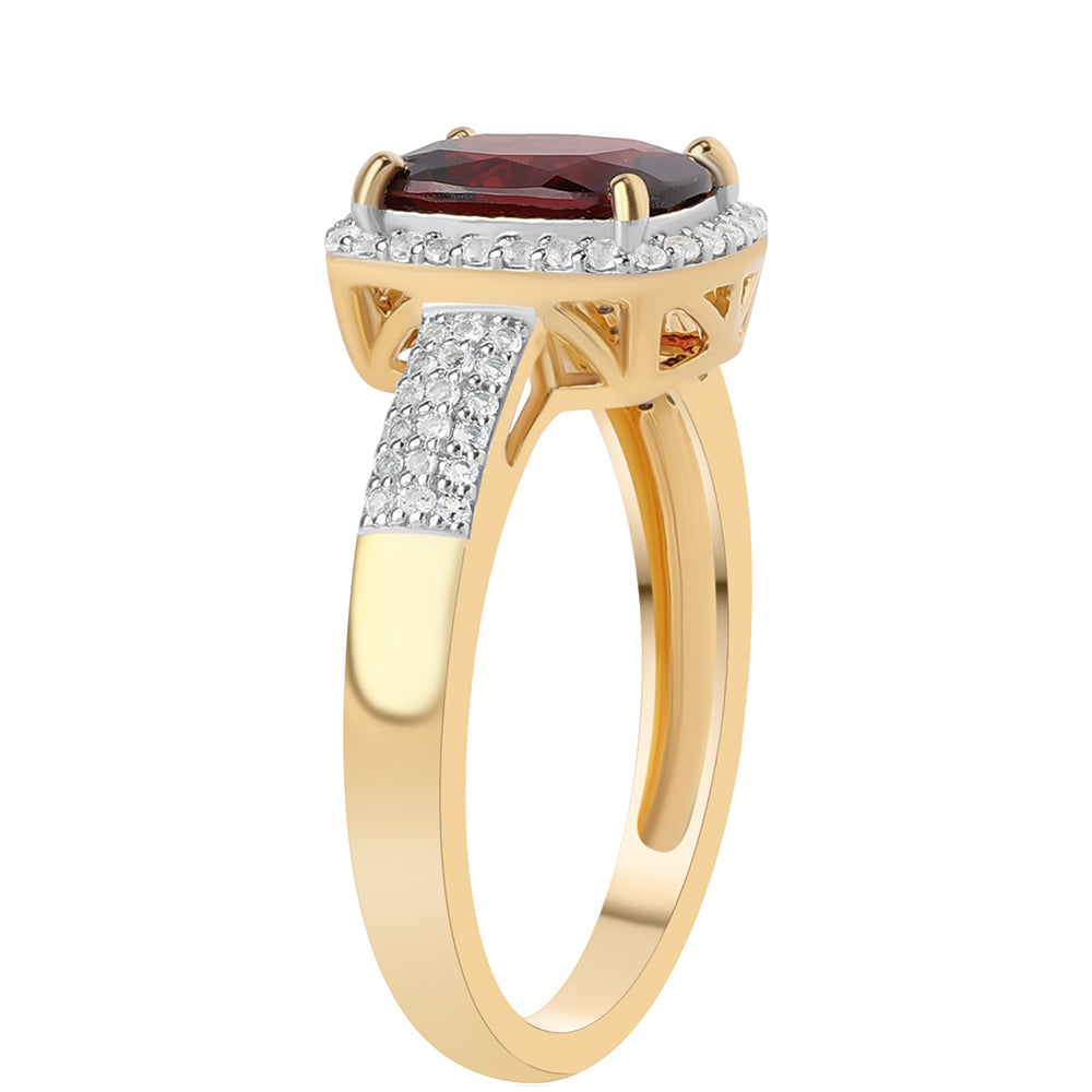 Pozlacený 925 / 1000 Sterlingové Stříbro Prsten s Bartonským Granátem a Bílým Topazem