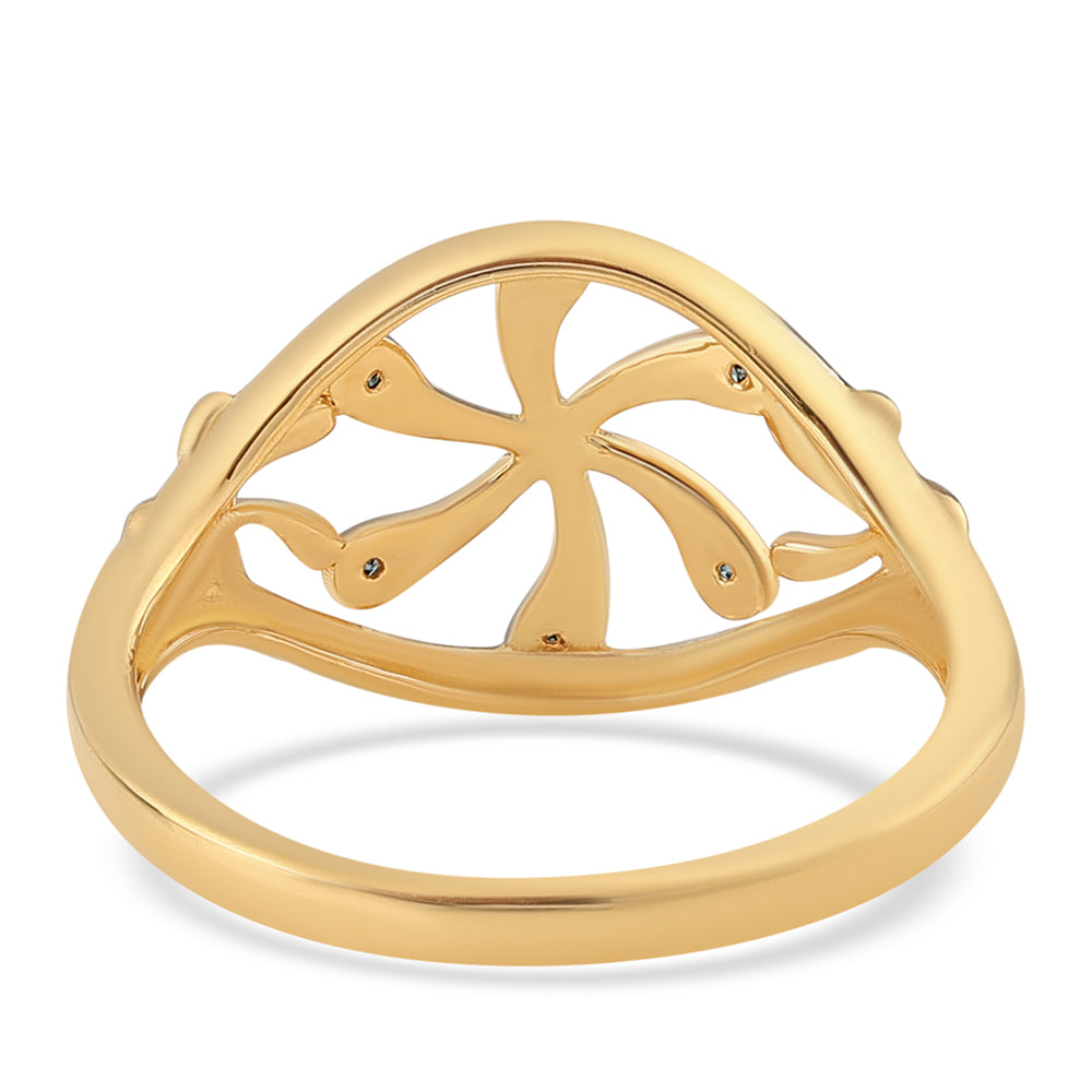 Pozlacený 925 / 1000 Sterlingové Stříbro Prsten s Modrým Diamantem