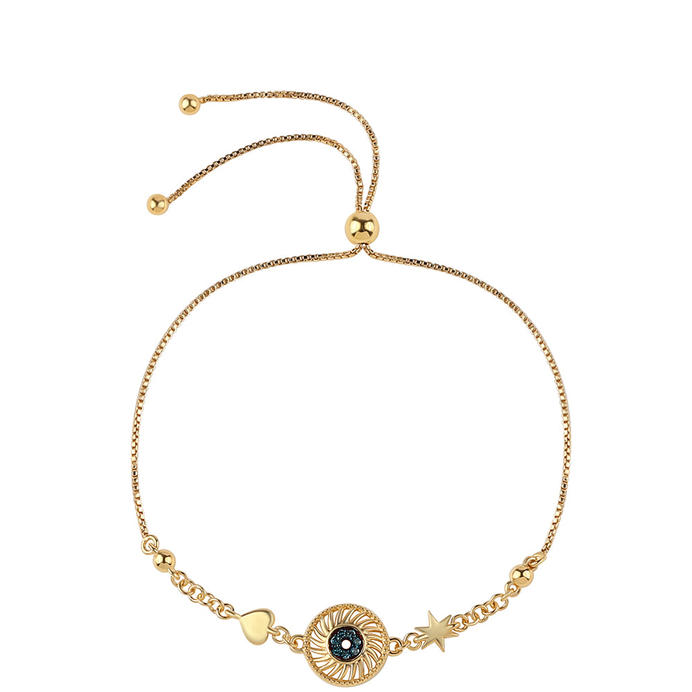 Pozlacený 925 / 1000 Sterlingové Stříbro Náramek s Modrým Diamantem 1 