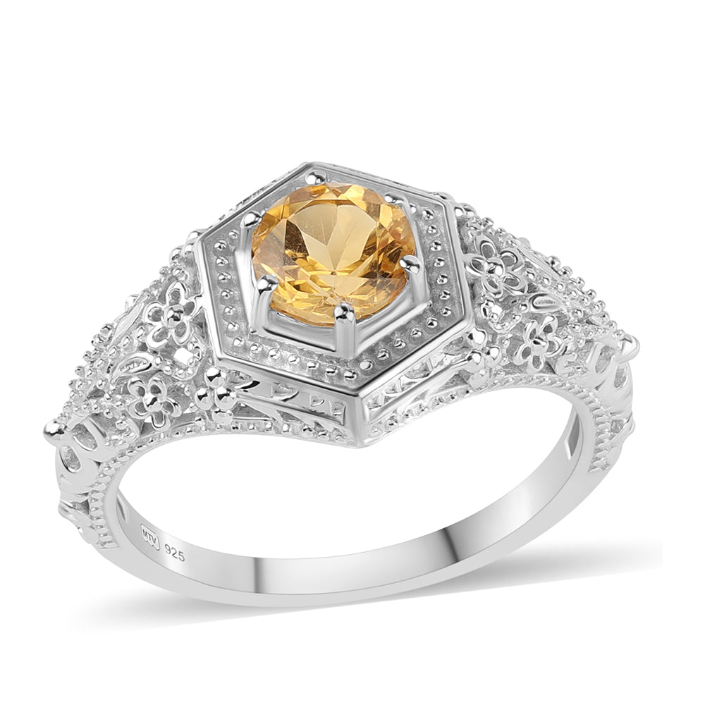 925 / 1000 Sterlingové Stříbro Prsten s Citrínem 1 