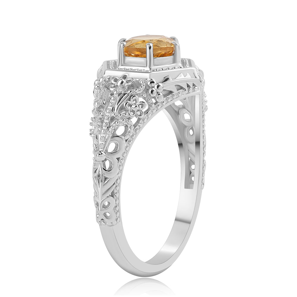 925 / 1000 Sterlingové Stříbro Prsten s Citrínem