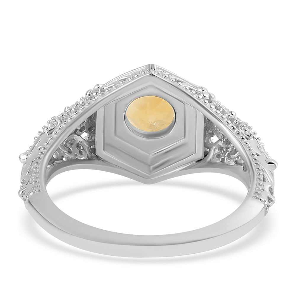 925 / 1000 Sterlingové Stříbro Prsten s Citrínem 3 