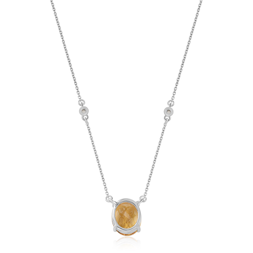 Stříbro 925/1000 - Náhrdelník s Citrínem a Bílým Topazem - Karátové číslo: 4.28. přibližná hmotnost: 4.49 gramů 3 