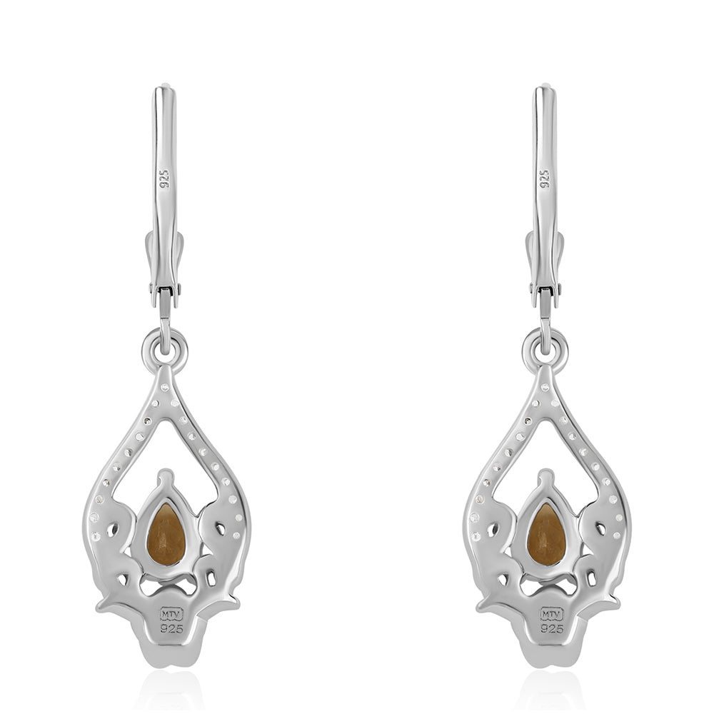 925 / 1000 Sterlingové Stříbro Náušnice s Citrínem a Bílým Topazem 3 