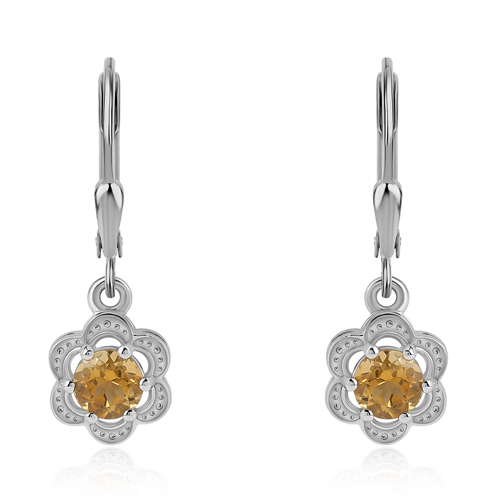 925 / 1000 Sterlingové Stříbro Náušnice s Citrínem