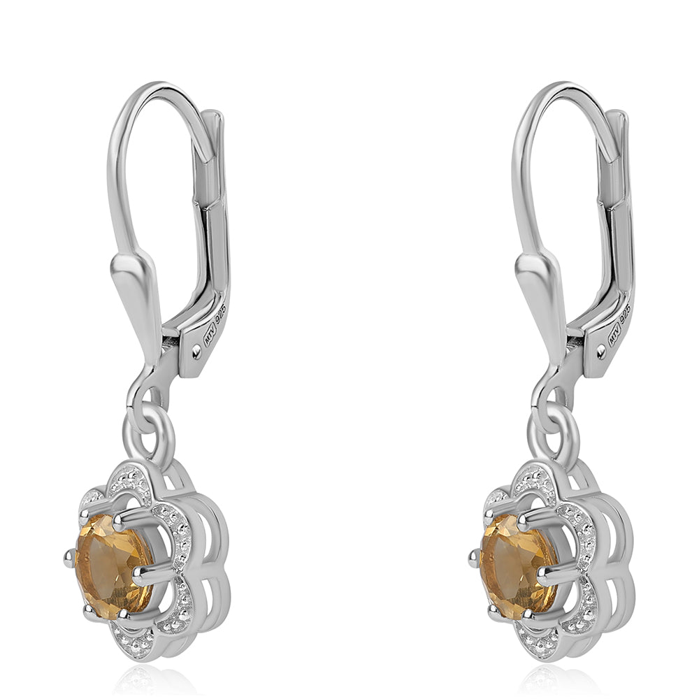 925 / 1000 Sterlingové Stříbro Náušnice s Citrínem 2 